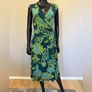 Jones New York Green and Yellow Floral Midi Dress